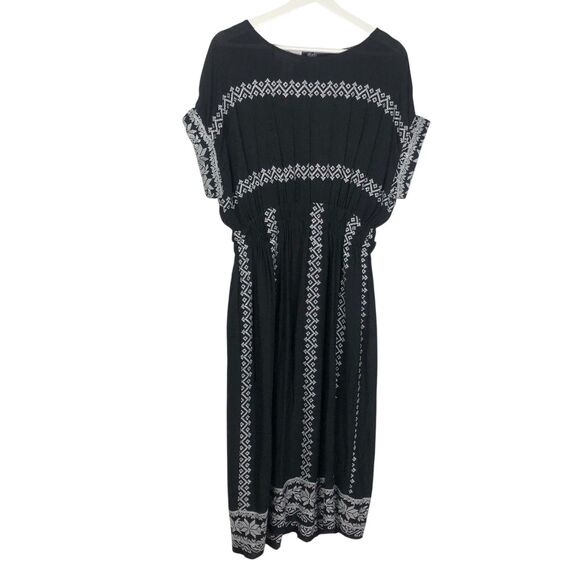 Anthro Corey Lynn Calter Jolene Embroidered Dress Medium  Black Crinkle Gauze - Picture 10 of 12